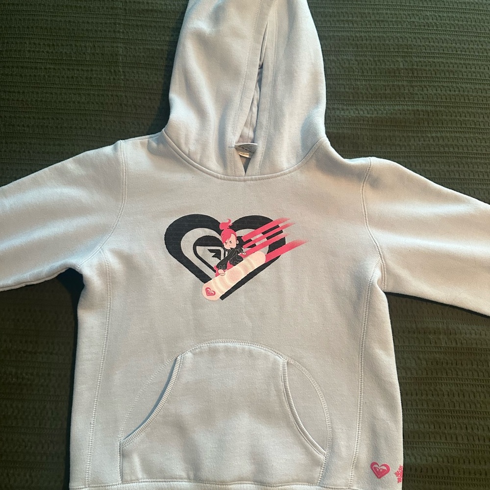 Vintage Roxy Girl Kids Hoodie with Heart Design. Girls XL